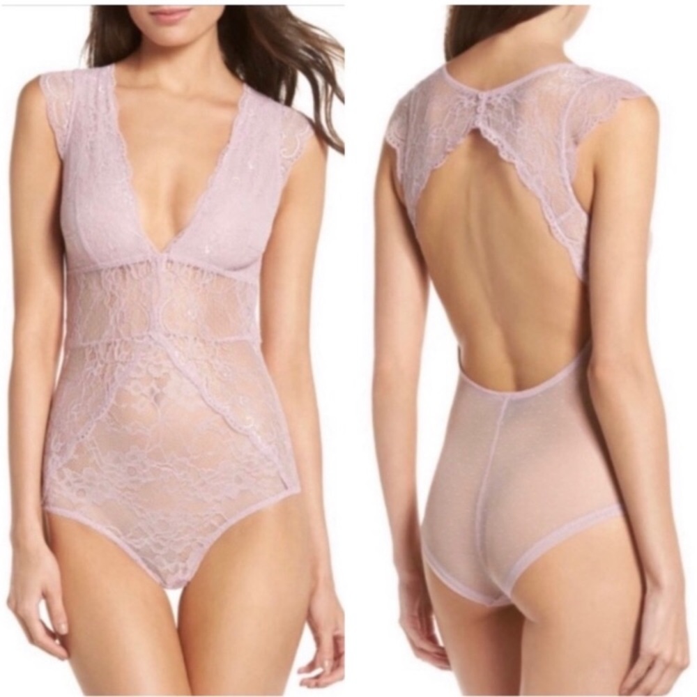NWT Sam Edelman Gorgeous Sexy Lace Dawn Pink Bodysuit S